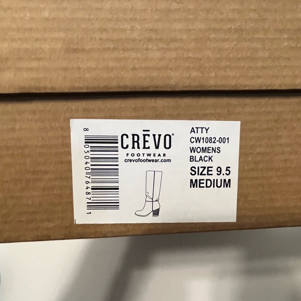 CREVO ATTY Black Suede Knee High Pull On Heeled Boots 9.5 - Picture 8 of 16